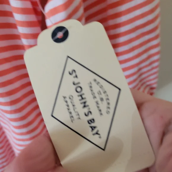 St Johns Bay Coral Striped Embroidered Top New - Picture 6 of 7